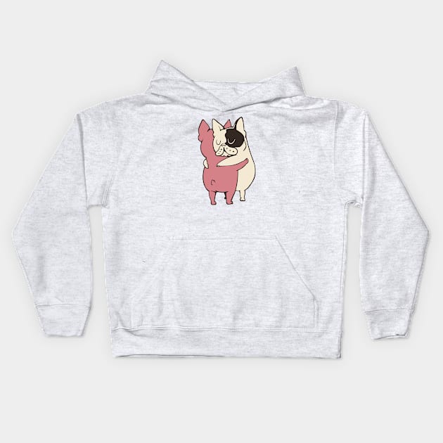 French Bulldog Hugs Kids Hoodie by huebucket